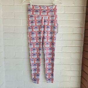 NWT Budweiser Women's Leggings All Over Printed Logo Spellout Size XS